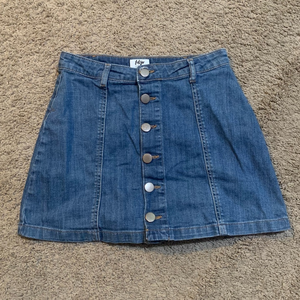 Tokyo Darling Denim Button Down Jean Skirt 2